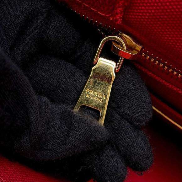 Prada Tote Handbag Canapa Canvas Red - Picture 7 of 12